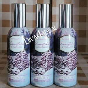 3X Bath & Body Works SNOWFLAKES & CASHMERE Concentrated Room Sprays